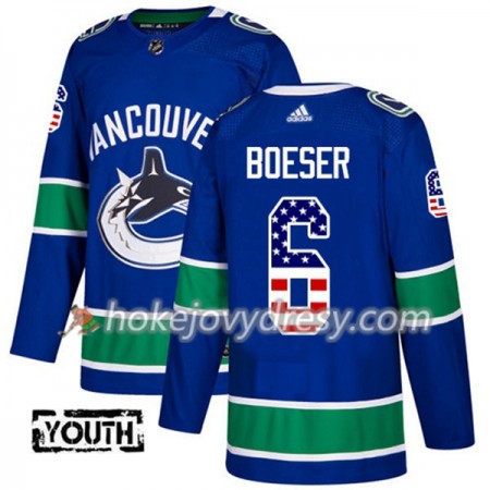 Dětské Hokejový Dres Vancouver Canucks Brock Boeser 6 2017-2018 USA Flag Fashion Modrá Adidas Authentic